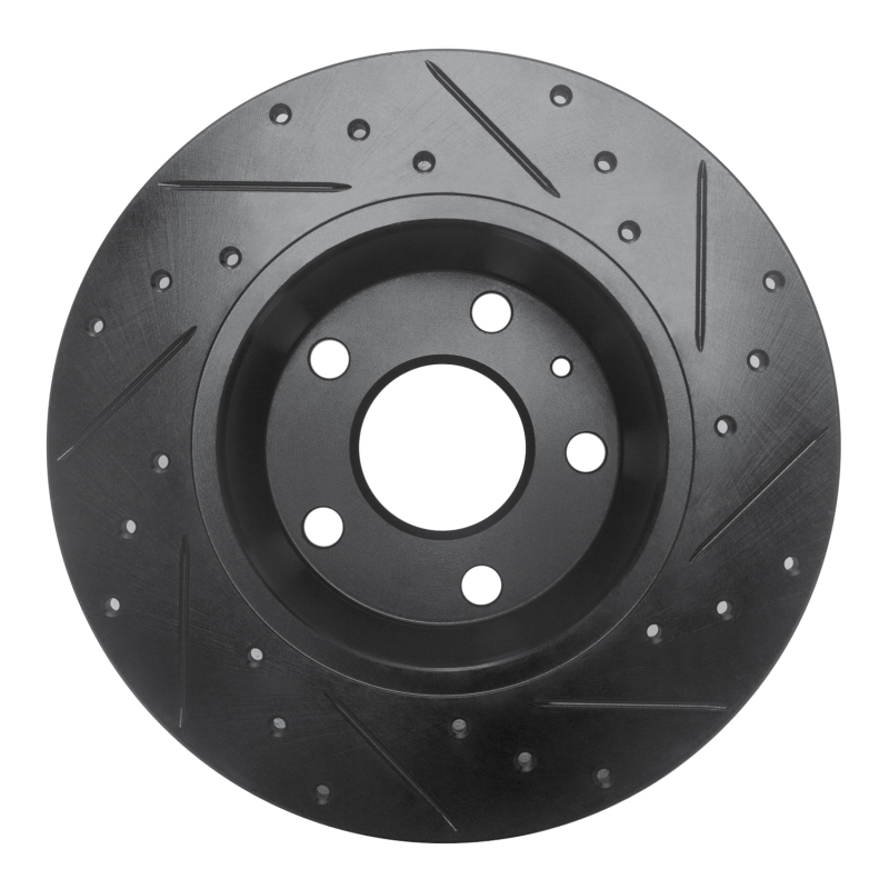 Audi TT Quattro Brake Rotor (1) - Rear Left - R1 Concepts - Drilled & Slotted - Black - `08-`15
